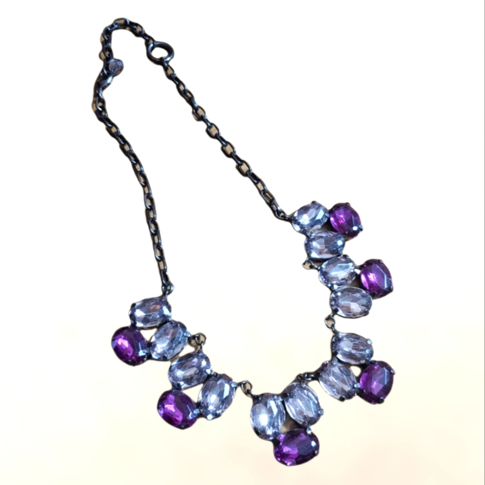 Purple and Clear Crystal Necklace